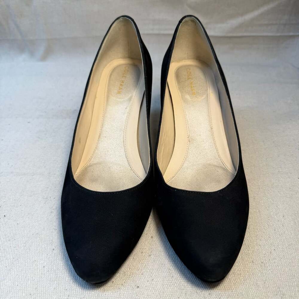 Cole Haan Wedge Heels Size 6 Black Suede Slip On Pumps